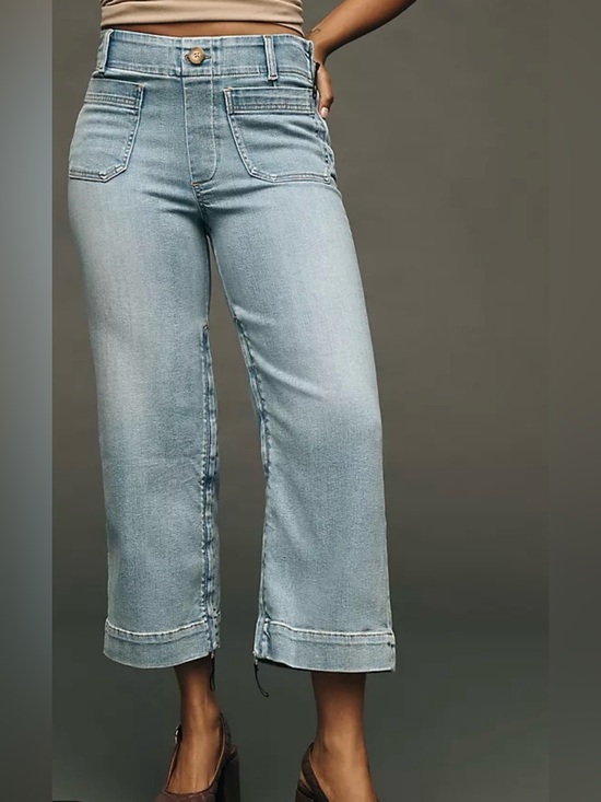 Anthropologie Pants - Anthropologie Maeve the Colette wide leg cropped jean light wash size 34